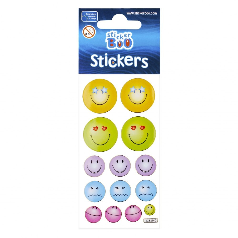 STICKERS 7X18 CM SILVER EMOTICONS II STICKER BOO 101526